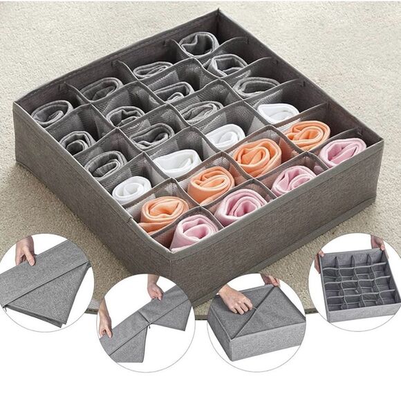 Gray Fabric Drawer Organizer - Picture 4 of 11